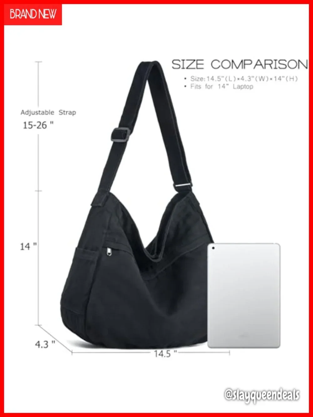 Canvas Hobo Crossbody Tote Bag Large Messenger Bag